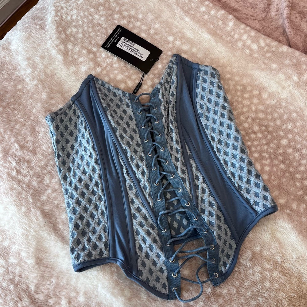 NWT Blue Lace-Up Corset Top